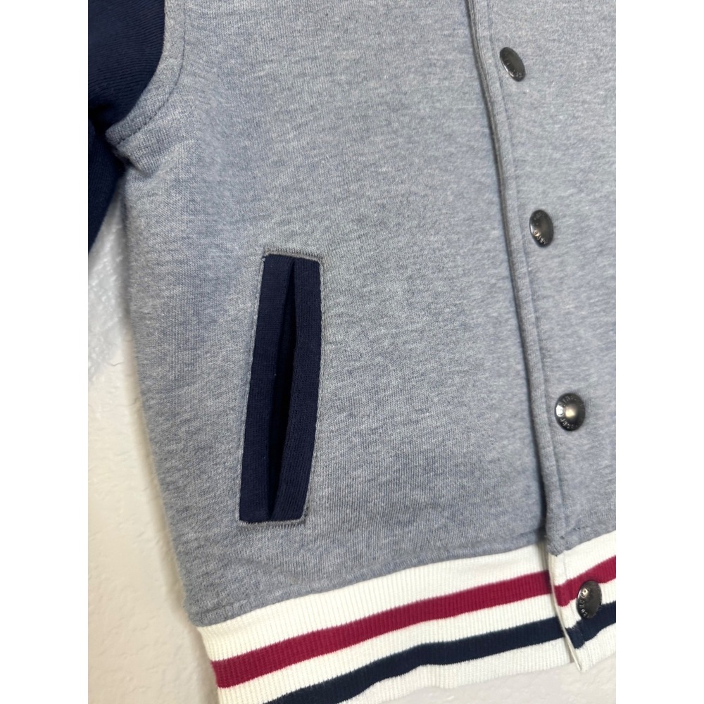 Gymboree Boys Varsity Bomber Jacket Gray Navy Red Size 4 - Picture 5 of 6